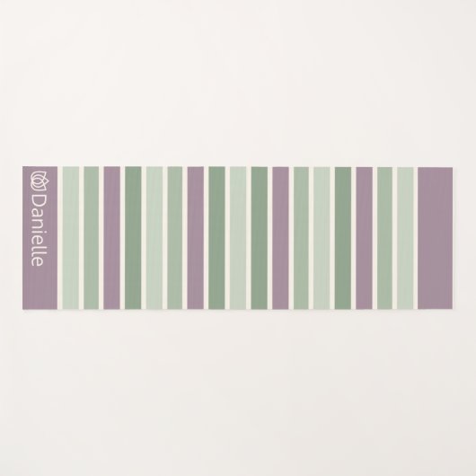 Gepersonaliseerde Monogrammed Gestreepte Groene Lo Yogamat (Voorkant (horizontaal))