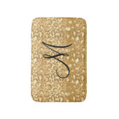 Gepersonaliseerde Monogrammed Gold Glitter Leopard Badmat (Voorkant Verticaal)