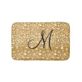 Gepersonaliseerde Monogrammed Gold Glitter Leopard Badmat (Voorkant)