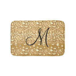 Gepersonaliseerde Monogrammed Gold Glitter Leopard Badmat