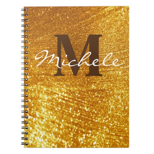 Gepersonaliseerde Monogrammed Gold Glittery Notiti Notitieboek (Voorkant)