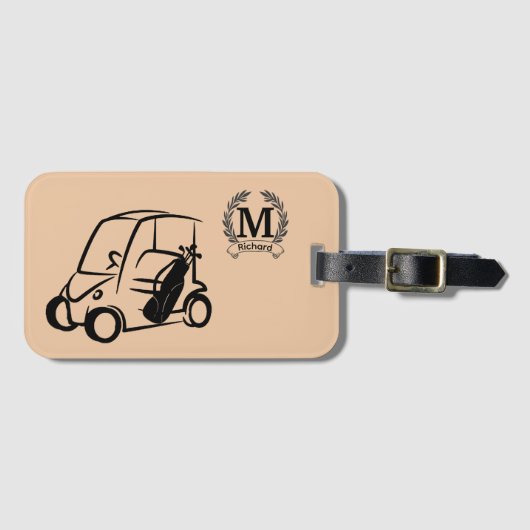 Gepersonaliseerde Monogrammed Golf Bag Label, Golf Bagagelabel (Voorkant (horizontaal))