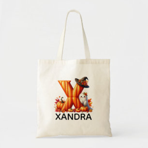 Gepersonaliseerde Monogrammed Halloween Canvas tas