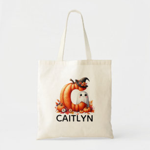 Gepersonaliseerde Monogrammed Halloween Canvas tas