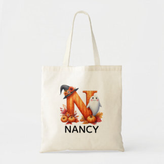Gepersonaliseerde Monogrammed Halloween Canvas tas