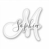 Gepersonaliseerde Monogrammed Handgeschreven Naam Sticker (Voorkant)