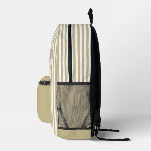 Gepersonaliseerde Monogrammed Khaki Shade Stripes Bedrukte Rugzak (Rechts)