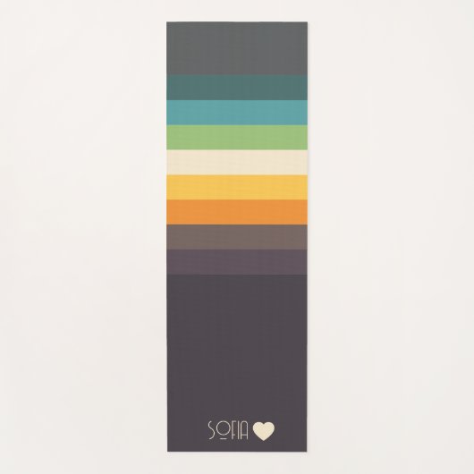 Gepersonaliseerde Monogrammed Kleur Gestreept Yogamat (Voorkant)