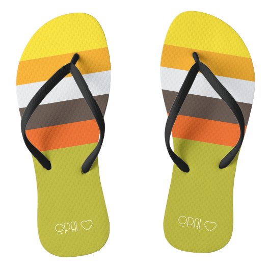 Gepersonaliseerde Monogrammed Kleurenstroken Teenslippers (Voetbed)