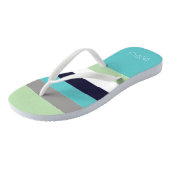 Gepersonaliseerde Monogrammed Kleurenstroken Teenslippers (Schuin)