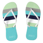 Gepersonaliseerde Monogrammed Kleurenstroken Teenslippers (Voetbed)