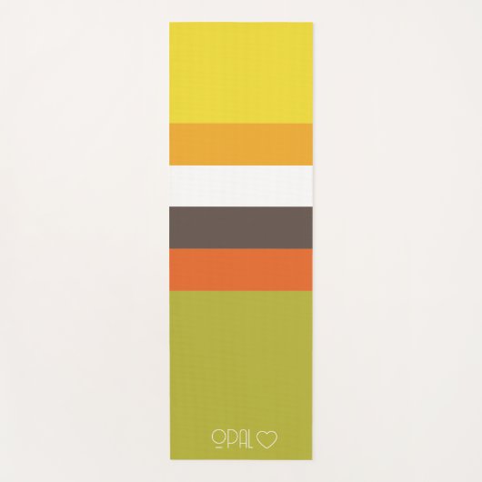 Gepersonaliseerde Monogrammed Kleurenstroken Yogamat (Voorkant)