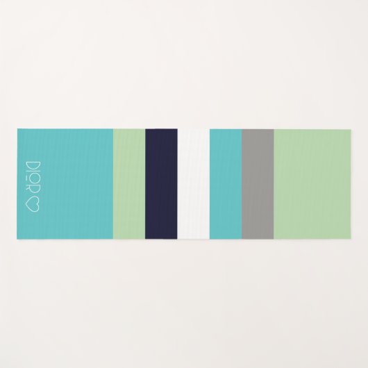 Gepersonaliseerde Monogrammed Kleurenstroken Yogamat (Voorkant (horizontaal))