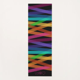 Gepersonaliseerde Monogrammed Kleurrijke Gestreept Yogamat