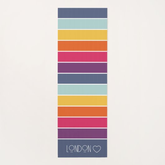 Gepersonaliseerde Monogrammed Kleurrijke Gestreept Yogamat (Achterkant)