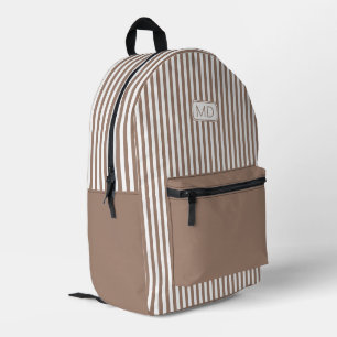 Gepersonaliseerde Monogrammed Latte Shade Stripes Bedrukte Rugzak