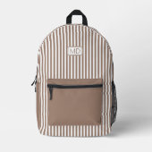Gepersonaliseerde Monogrammed Latte Shade Stripes Bedrukte Rugzak (Voorkant)
