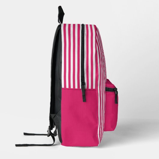 Gepersonaliseerde Monogrammed Moderne Roze Strepen Bedrukte Rugzak (Links)
