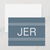 Gepersonaliseerde Monogrammed Naam Initiaal Blauw Notitiekaartje (Voorkant / Achterkant)