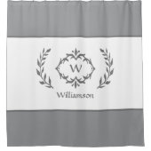 Gepersonaliseerde Monogrammed Naam Initiaal Grijs  Douchegordijn (Voorkant)