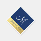 Gepersonaliseerde Monogrammed Navy Blue Gold Weddi Servet (Hoek)