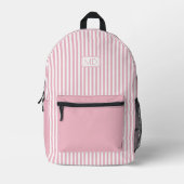 Gepersonaliseerde Monogrammed Pastel Roze Strepen Bedrukte Rugzak (Voorkant)