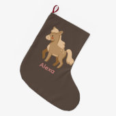 Gepersonaliseerde Monogrammed Pony Paard Meisje Grote Kerstsok (Voorkant (Hangend))