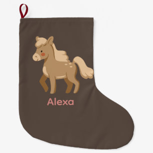 Gepersonaliseerde Monogrammed Pony Paard Meisje Grote Kerstsok