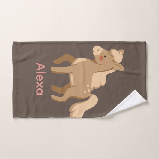 Gepersonaliseerde Monogrammed Pony Paard Meisje Handdoek (Handdoek)