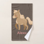 Gepersonaliseerde Monogrammed Pony Paard Meisje Handdoek (Handdoek)
