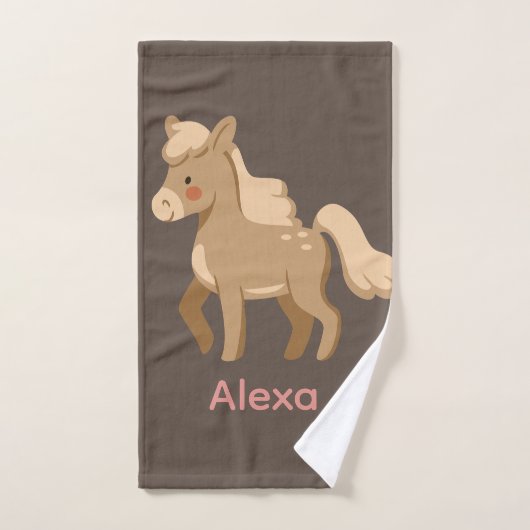 Gepersonaliseerde Monogrammed Pony Paard Meisje Handdoek (Handdoek)
