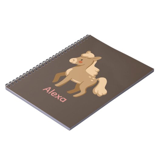 Gepersonaliseerde Monogrammed Pony Paard Meisje Notitieboek (Linkerzijde)