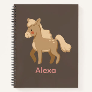 Gepersonaliseerde Monogrammed Pony Paard Meisje Notitieboek