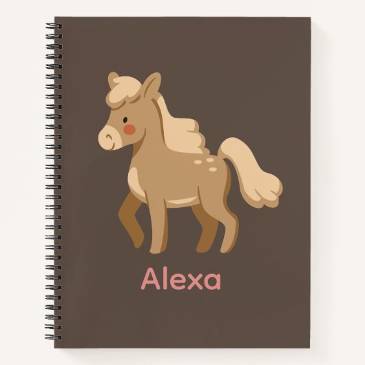 Gepersonaliseerde Monogrammed Pony Paard Meisje Notitieboek (Voorkant)