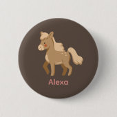 Gepersonaliseerde Monogrammed Pony Paard Meisje Ronde Button 5,7 Cm (Voorkant)