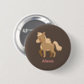 Gepersonaliseerde Monogrammed Pony Paard Meisje Ronde Button 5,7 Cm (Voorkant /achterkant)