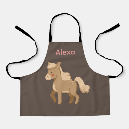 Gepersonaliseerde Monogrammed Pony Paard Meisje Schort (Voorkant)