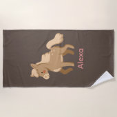 Gepersonaliseerde Monogrammed Pony Paard Meisje Strandlaken (Voorkant)