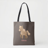 Gepersonaliseerde Monogrammed Pony Paard Meisje Tote Bag (Voorkant)