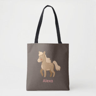 Gepersonaliseerde Monogrammed Pony Paard Meisje Tote Bag