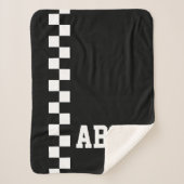 Gepersonaliseerde Monogrammed Racing Flag Sport Th Sherpa Deken (Voorkant)