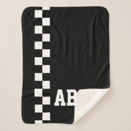 Gepersonaliseerde Monogrammed Racing Flag Sport Th Sherpa Deken