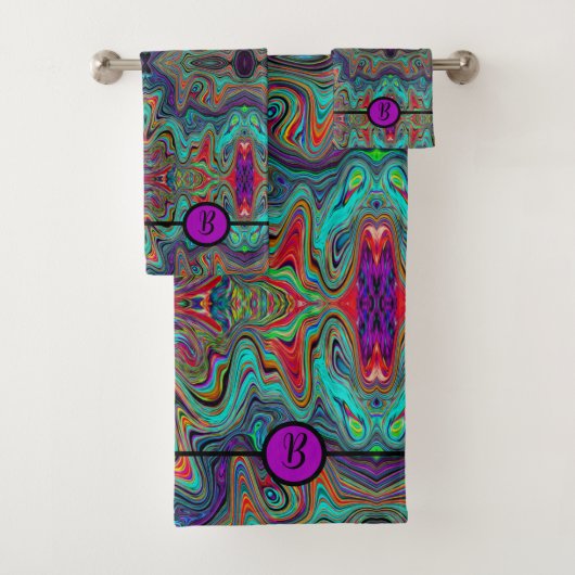 Gepersonaliseerde Monogrammed Red en Green Bad Handdoek (Insitu)