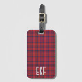Gepersonaliseerde Monogrammed Rood en Blauw Pset Bagagelabel (Voorkant (verticaal))