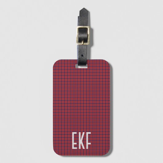 Gepersonaliseerde Monogrammed Rood en Blauw Pset Bagagelabel (Voorkant (verticaal))