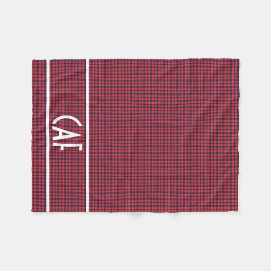 Gepersonaliseerde Monogrammed Rood en Blauw Pset Fleece Deken (Voorkant (Horizontaal))