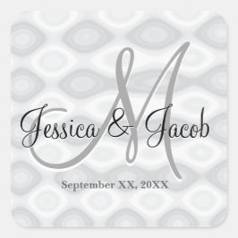 Gepersonaliseerde Monogrammed Trouwstickers Vierkante Sticker