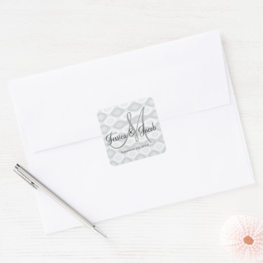 Gepersonaliseerde Monogrammed Trouwstickers Vierkante Sticker (Envelop)