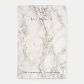 Gepersonaliseerde Monogrammed White Marble Post-it® Notes (Voorkant)
