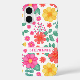 Gepersonaliseerde Monogrammed Wildflower Bloemen S iPhone 16 Hoesje